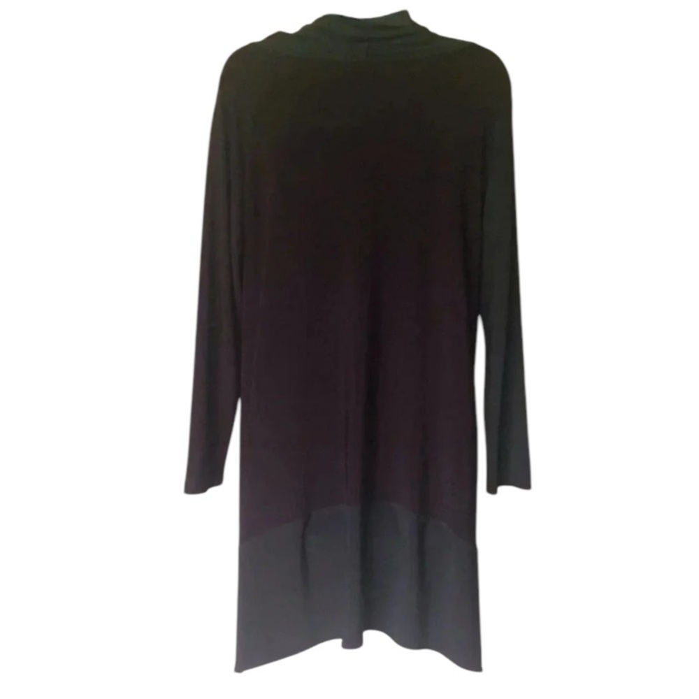 Sun Kim USA Charcoal Gray Plum Colorblock 3/4 Sleeve Asymmetrical Cowl Tunic S - Picture 3 of 10